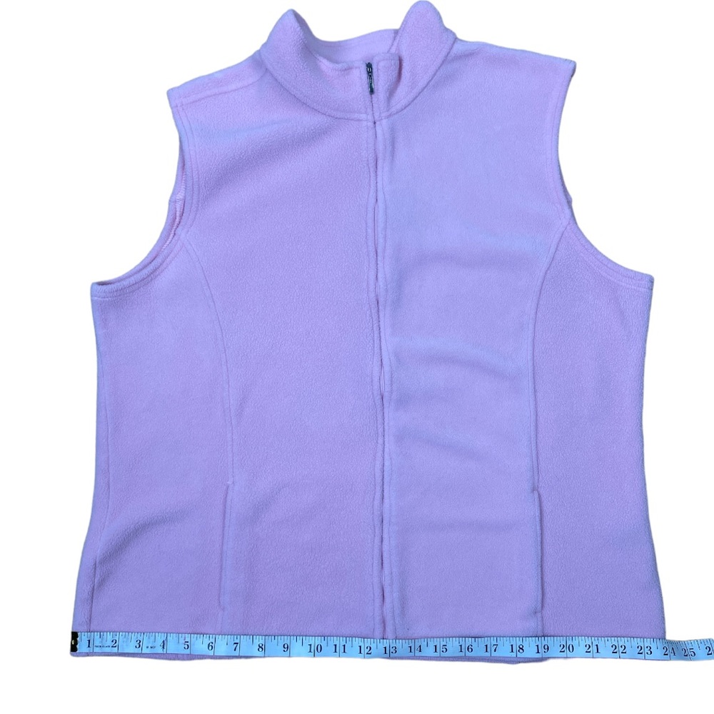 L.L.BEAN Women’s XL Pink Polartec Fleece ZIP Up Sleeveless Jacket Vest Pockets - Picture 9 of 11